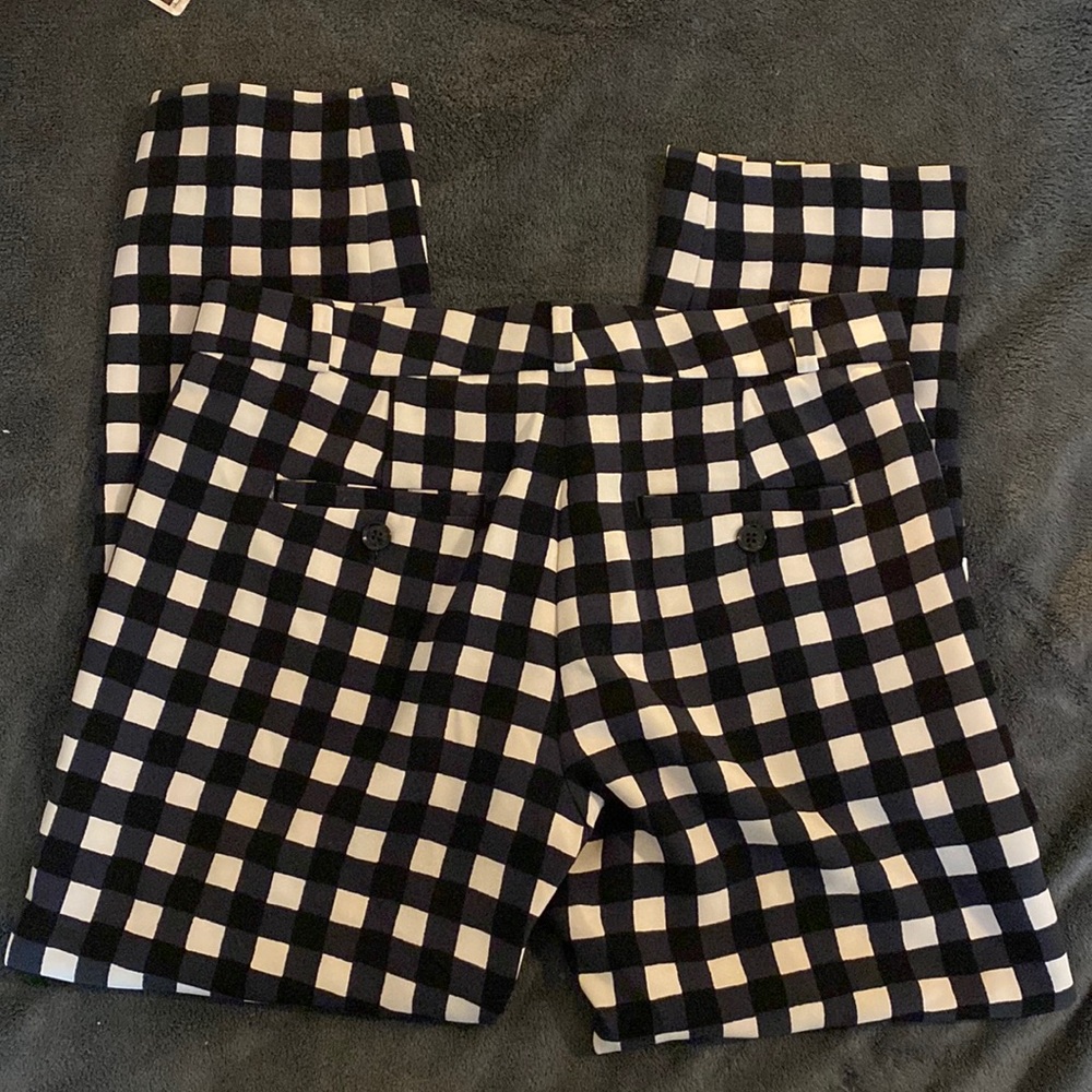 Navy blue and white checkered dress pants Banana Republic